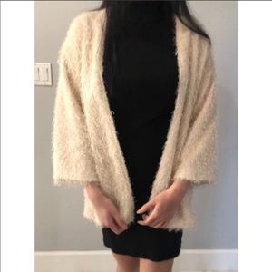 H&M Cream Fluffy Fur Cardigan Size: XS
